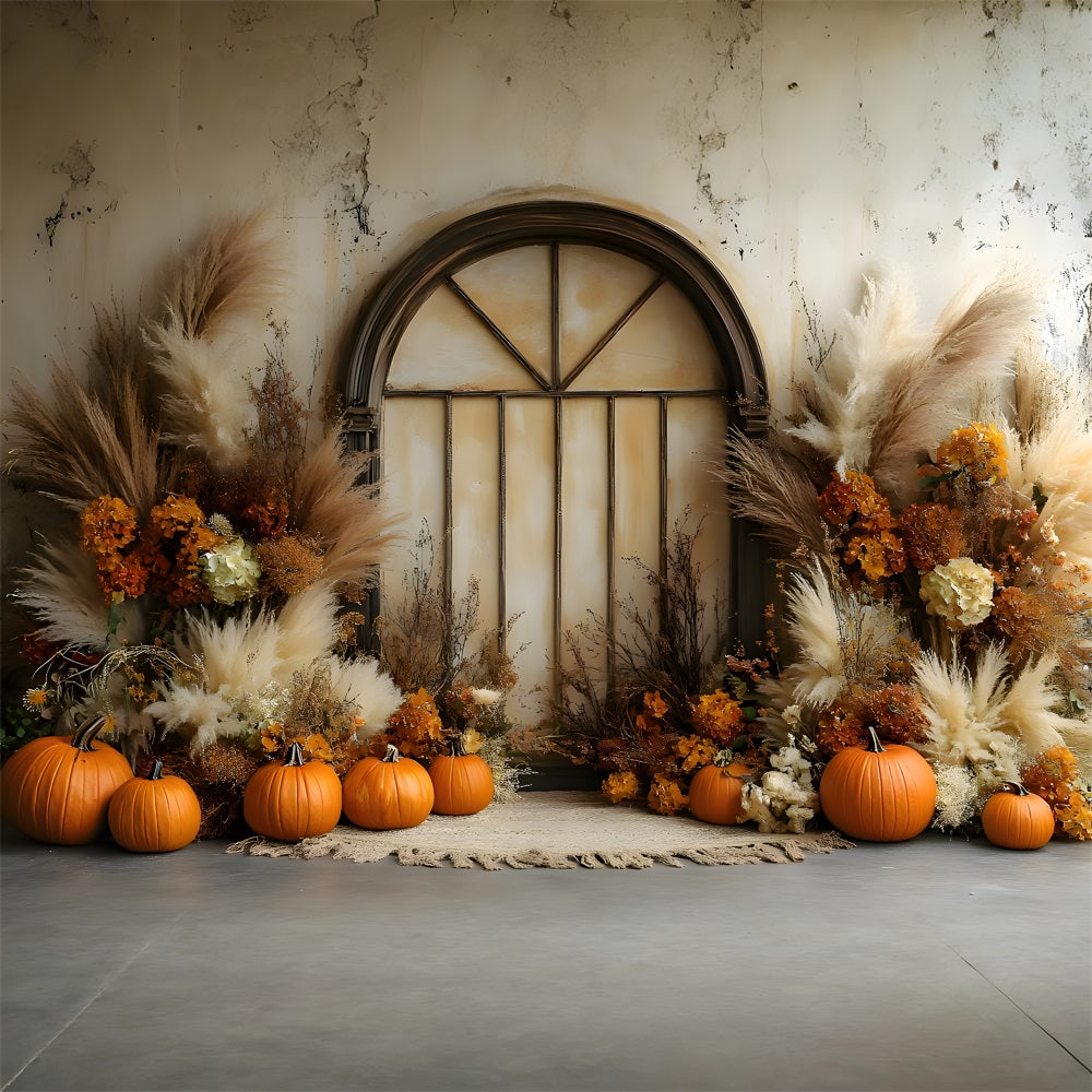 Rustikale Fenster Pampasgras Herbst Hintergrund RR8-506