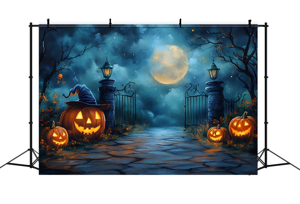 Halloween Gespenstische Mondnacht Friedhofstor Backdrop RR9-100