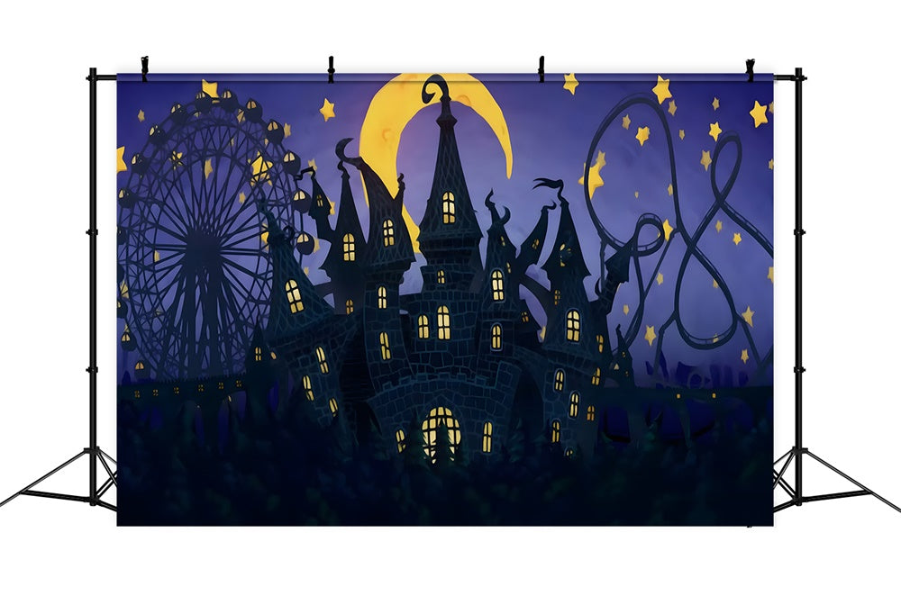 Halloween Spukschloss Nachthimmel Backdrop RR9-114