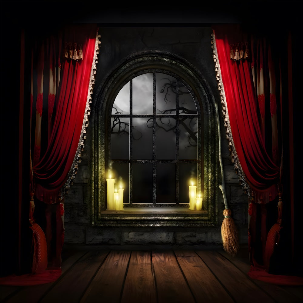 Halloween Gruselige Nacht Fenster Wald Ansicht Backdrop RR9-115
