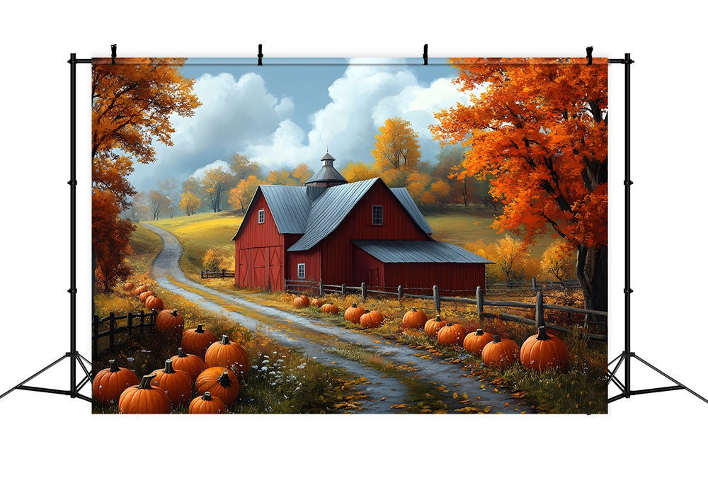 Herbst-Wald-Dorf-Haus-Kürbisweg-Kulisse RR9-26