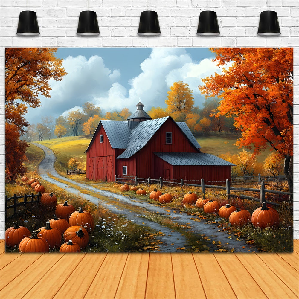 Herbst-Wald-Dorf-Haus-Kürbisweg-Kulisse RR9-26