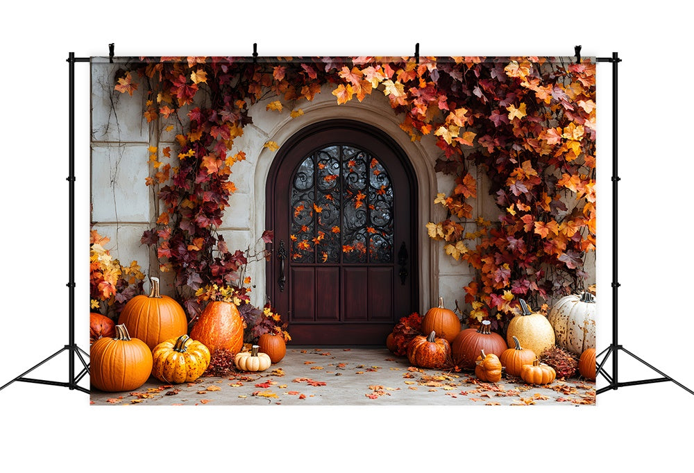 Ahornblätter Tür Herbst Kürbis Backdrop RR9-39