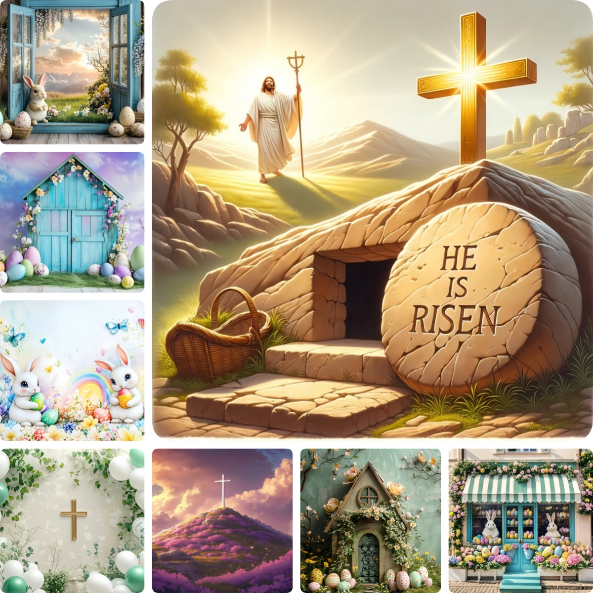 3x3m Backdrop Niedliche Ostern Hintergründe SXS8
