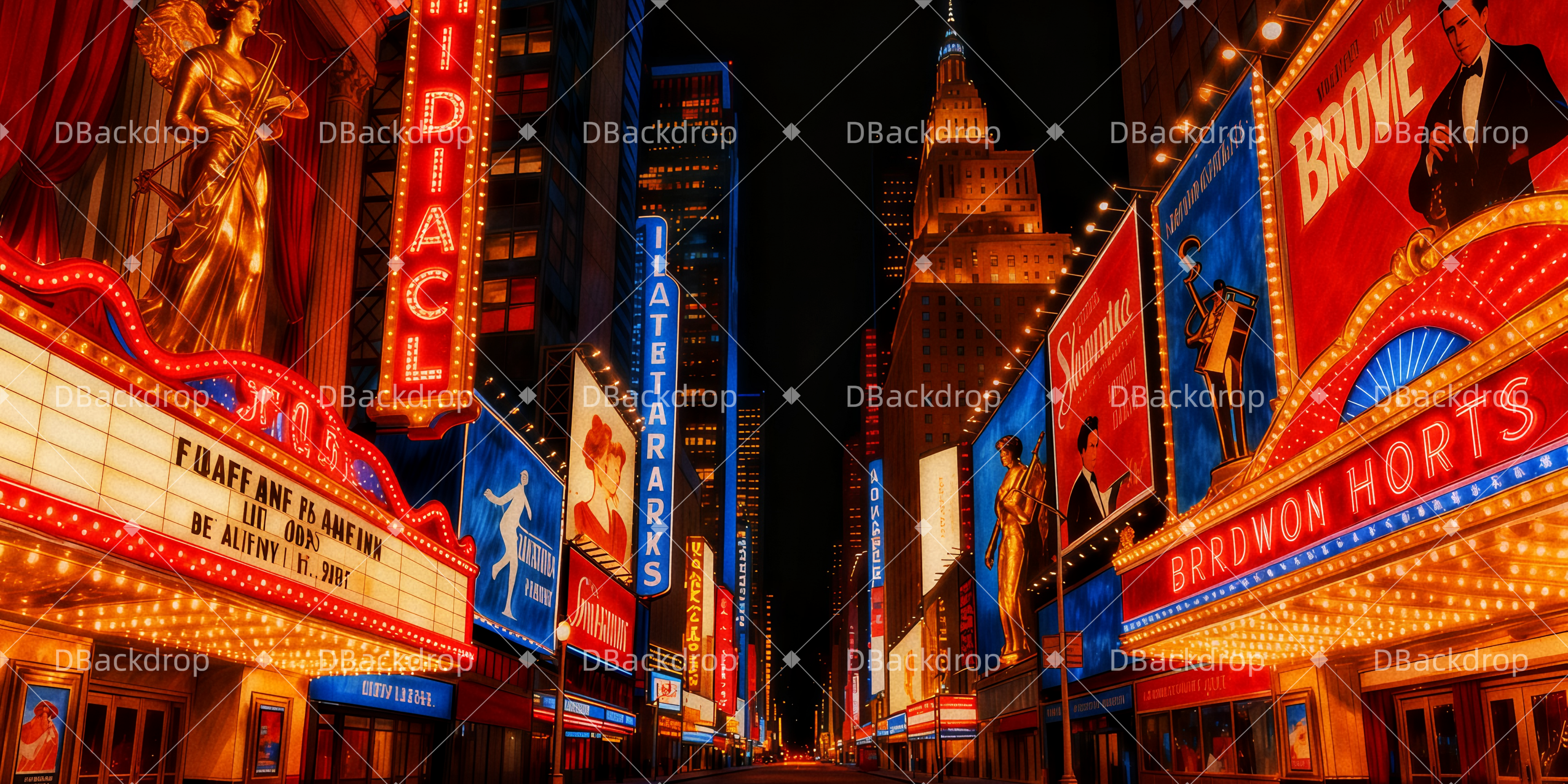 Vintage Theater Backdrop Broadway-Feier Theatervorhang kinder TWW511-T79