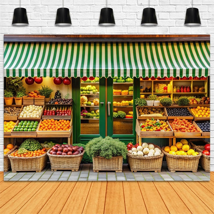 Frühling Backdrops Bunte Bauernmarkt Obststand Backdrop TWW2-1
