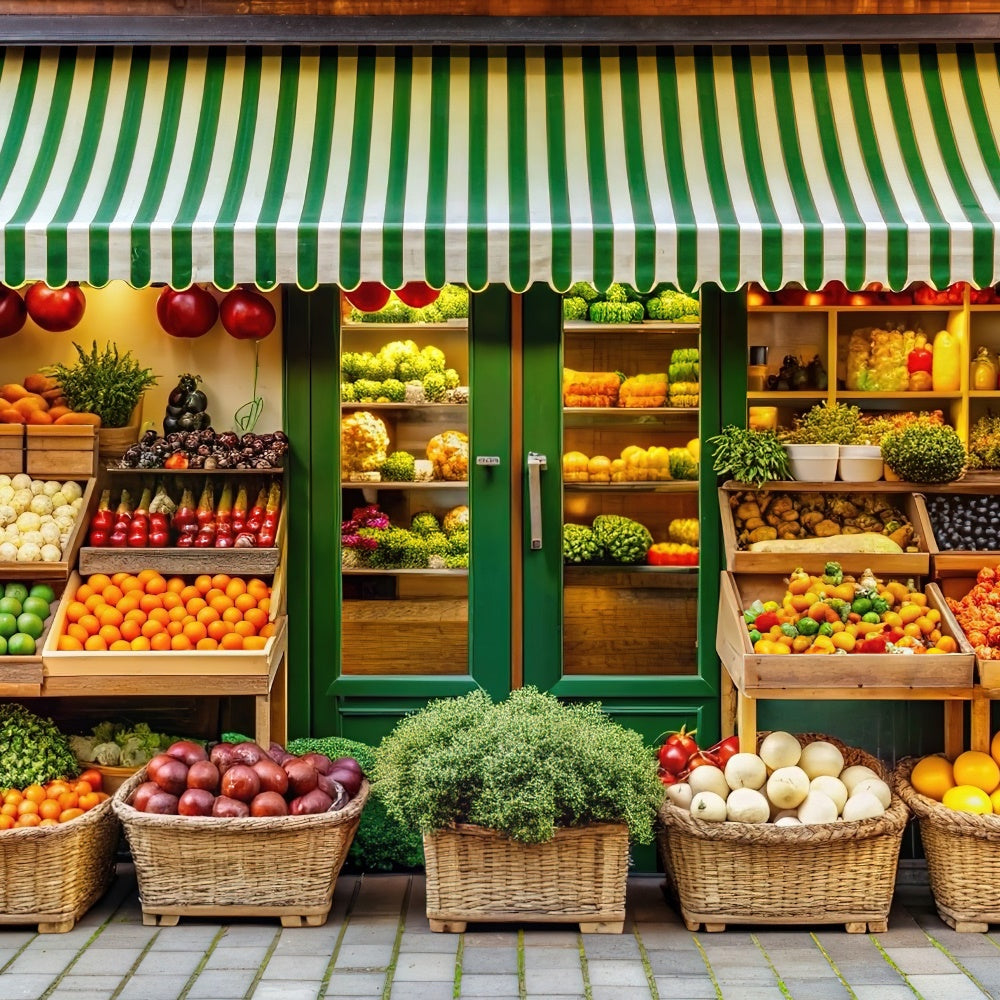 Frühling Backdrops Bunte Bauernmarkt Obststand Backdrop TWW2-1