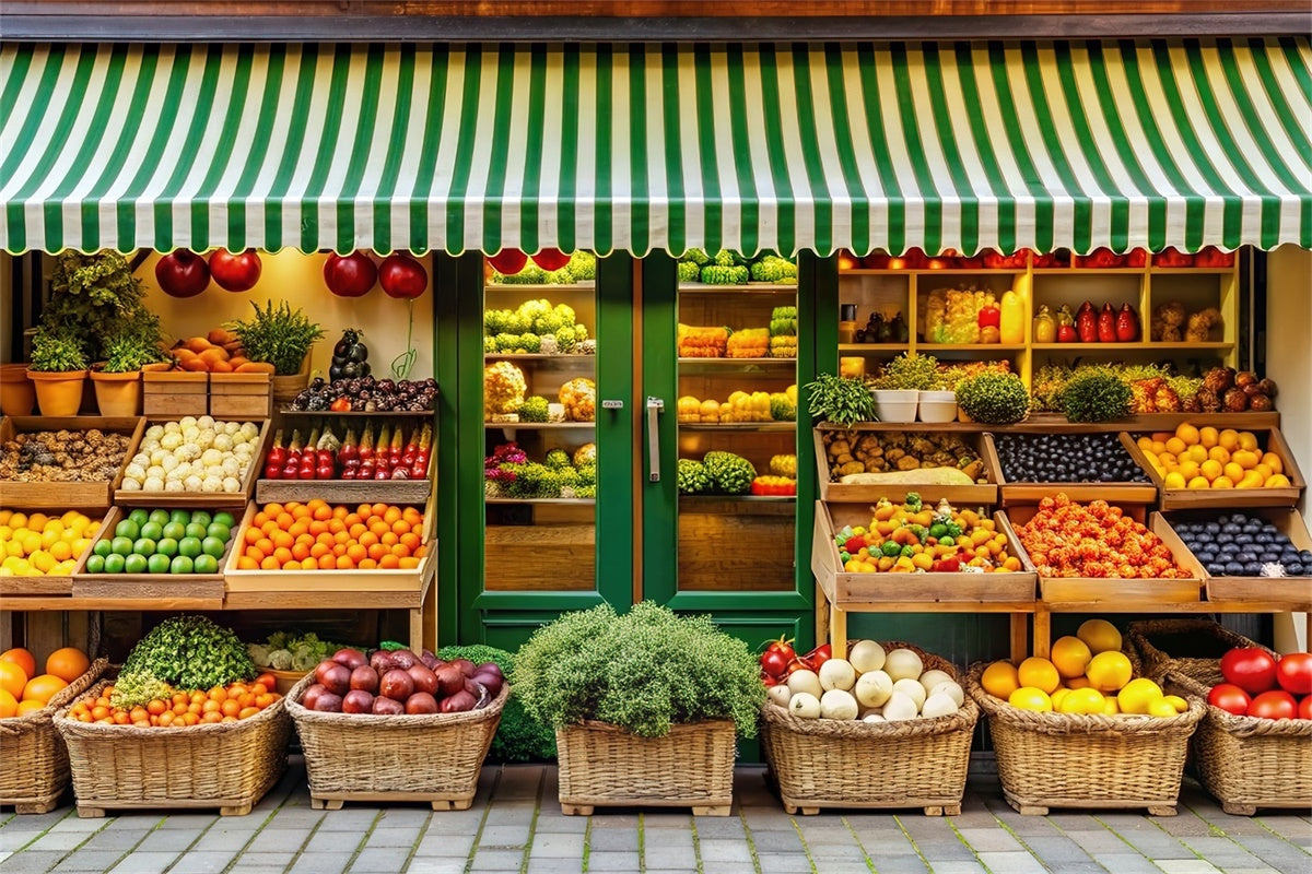 Frühling Backdrops Bunte Bauernmarkt Obststand Backdrop TWW2-1