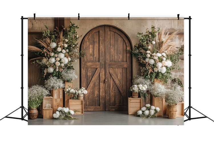 Frühling Fotohintergrund Rustikaler Holztorbogen Floraler Hintergrund TWW2-10