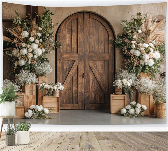 Frühling Fotohintergrund Rustikaler Holztorbogen Floraler Hintergrund TWW2-10