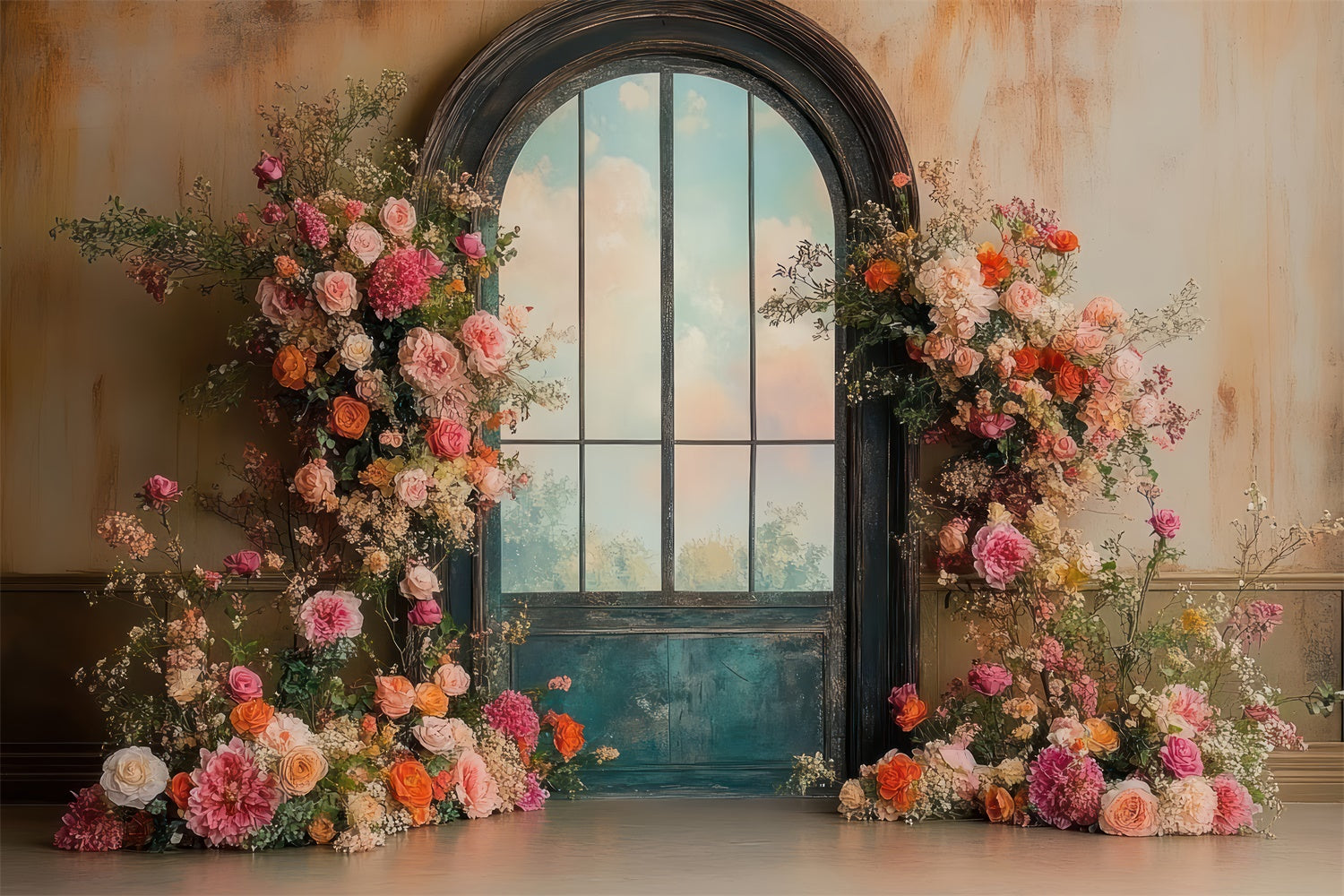 Frühling Fotohintergrund Elegant Vintage Floral Bogen Hintergrund TWW2-13