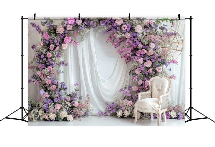 Fotokulisse Frühling Romantisch Lavendel Hochzeit Bogen Kulisse TWW2-25