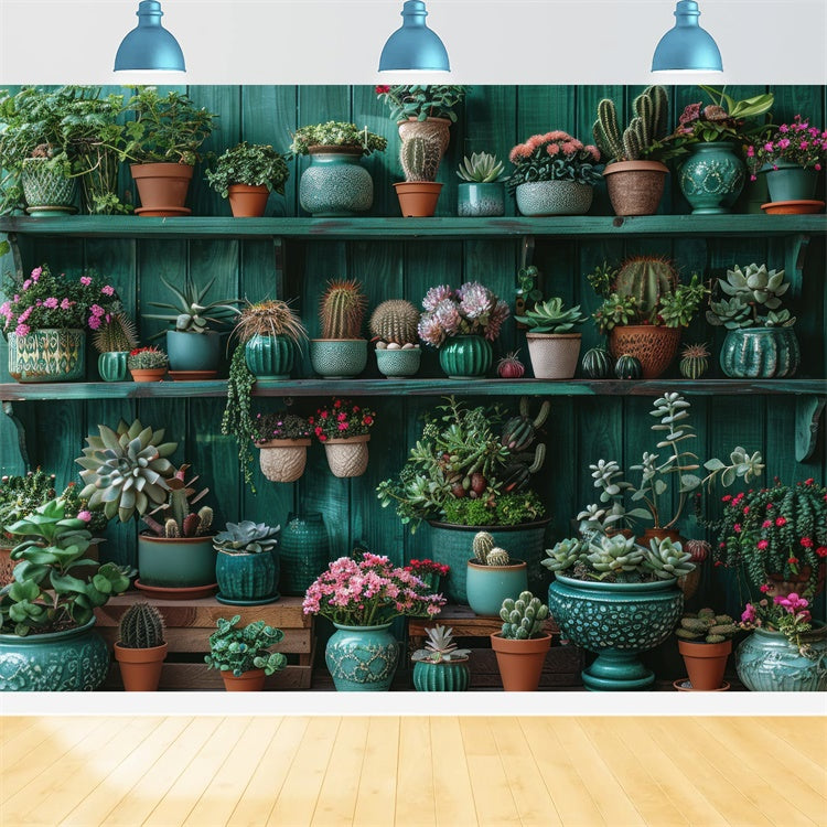 Backdrops für Frühling Lush Succulent Plant Display Backdrop TWW2-4