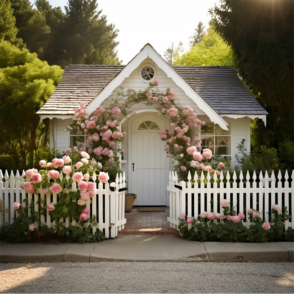 Frühling Fotokulissen Weißes Cottage Rose Gate Backdrop TWW2-7