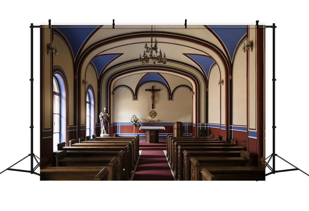 Ostern Backdrops für Kirche Gotischer Bogen Kirche Interieur Backdrop TWW3-10