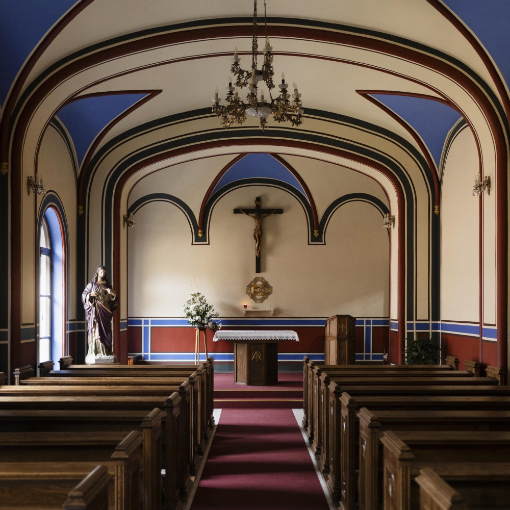 Ostern Backdrops für Kirche Gotischer Bogen Kirche Interieur Backdrop TWW3-10