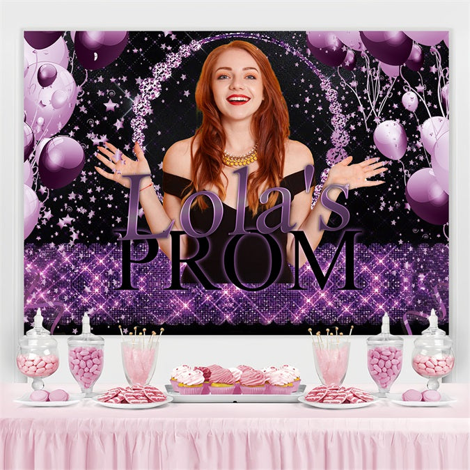 Prom Backdrop Ideen Glitter Ballons Lila Personalisierte Party Graduation Backdrop TWW3-107
