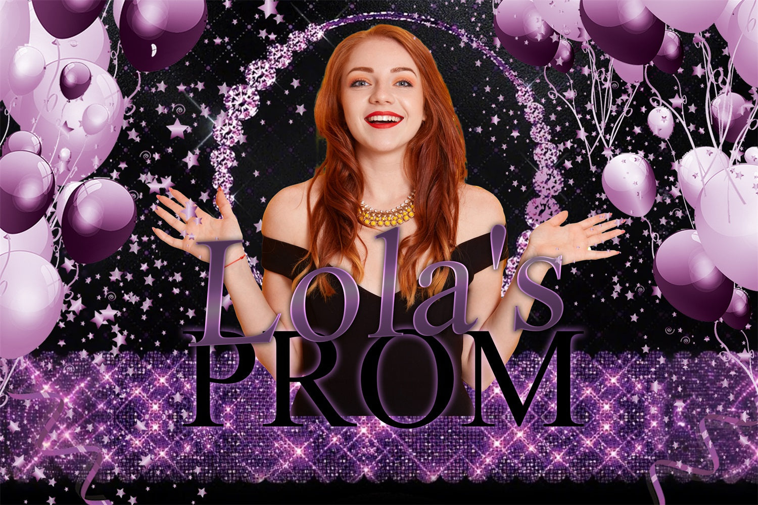 Prom Backdrop Ideen Glitter Ballons Lila Personalisierte Party Graduation Backdrop TWW3-107