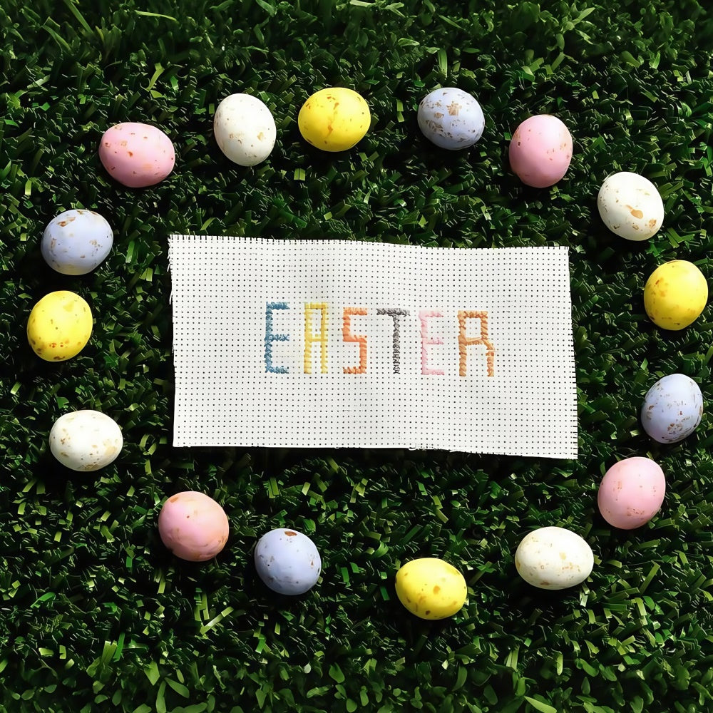 Ostern Fotohintergrund Vintage Kreuzstich Ei Hintergrund TWW3-24