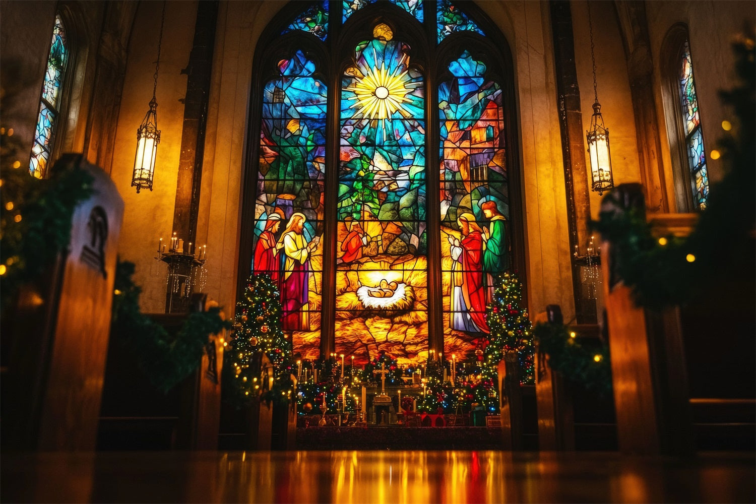 Ostern Fotokulisse Krippe Glasmalerei Kulisse TWW3-3