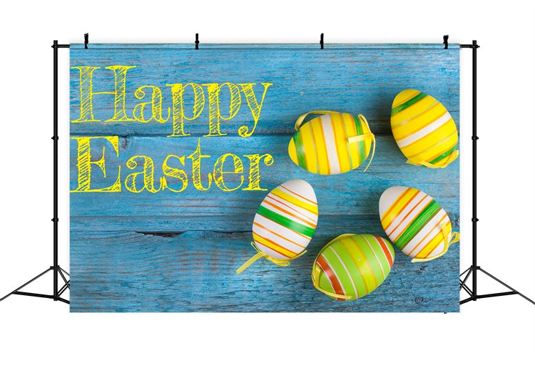 Ostern Backdrop Rustikal Blau Lebendig Gestreift Eier Backdrop TWW3-31