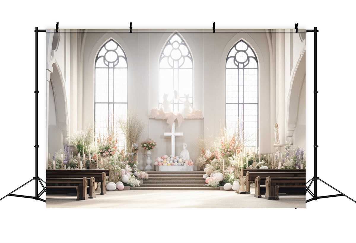 Ostern Backdrops für Kirche Elegante Kirche Floral Backdrop TWW3-32