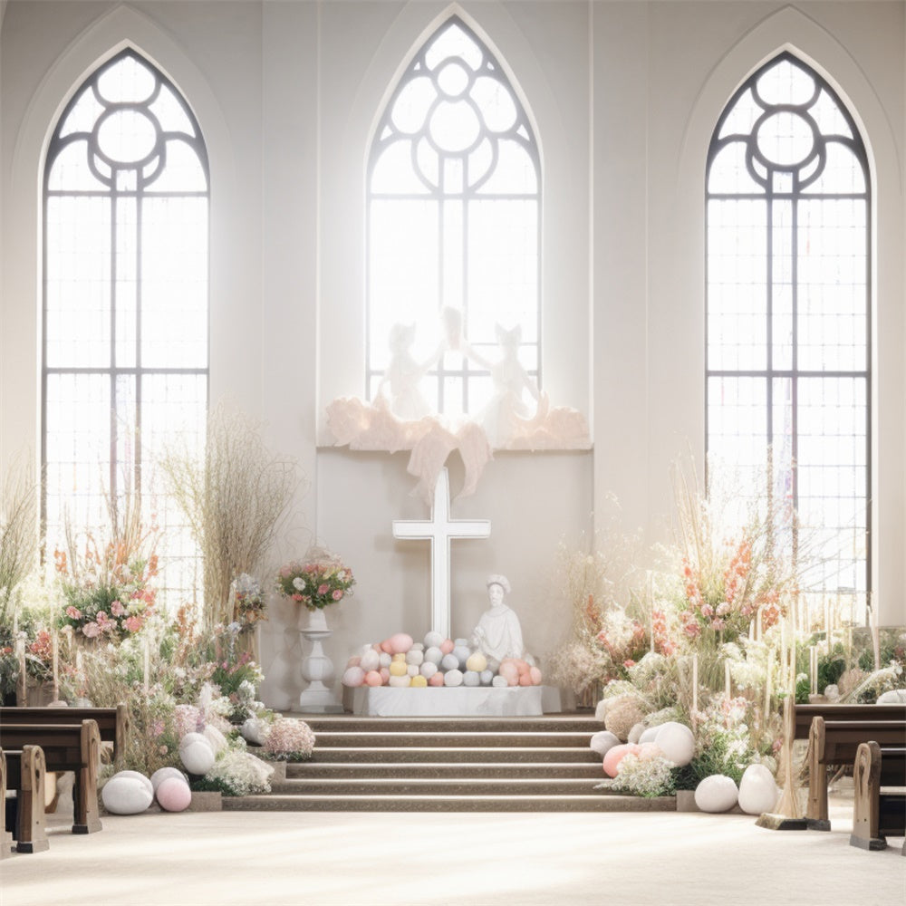 Ostern Backdrops für Kirche Elegante Kirche Floral Backdrop TWW3-32