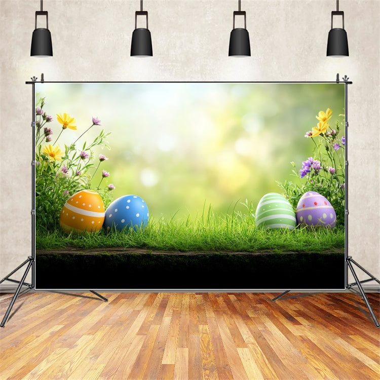 Ostern Backdrops Fotografie Wildblumen Wiese Ei Backdrop TWW3-40