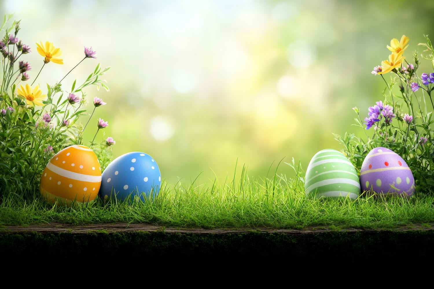 Ostern Backdrops Fotografie Wildblumen Wiese Ei Backdrop TWW3-40