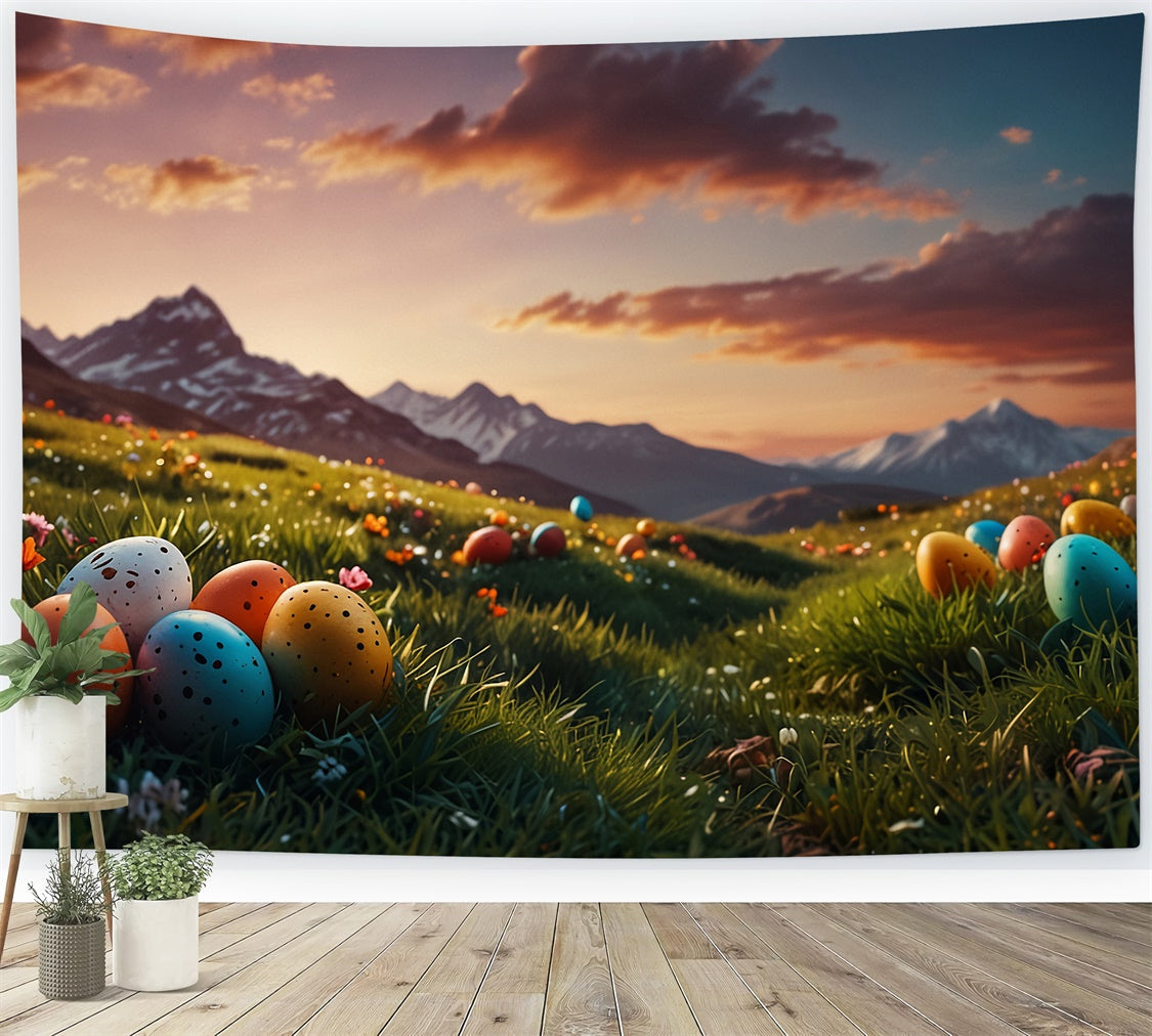 Ostern Backdrops für Fotos Majestätische Berg Ei Backdrop TWW3-43