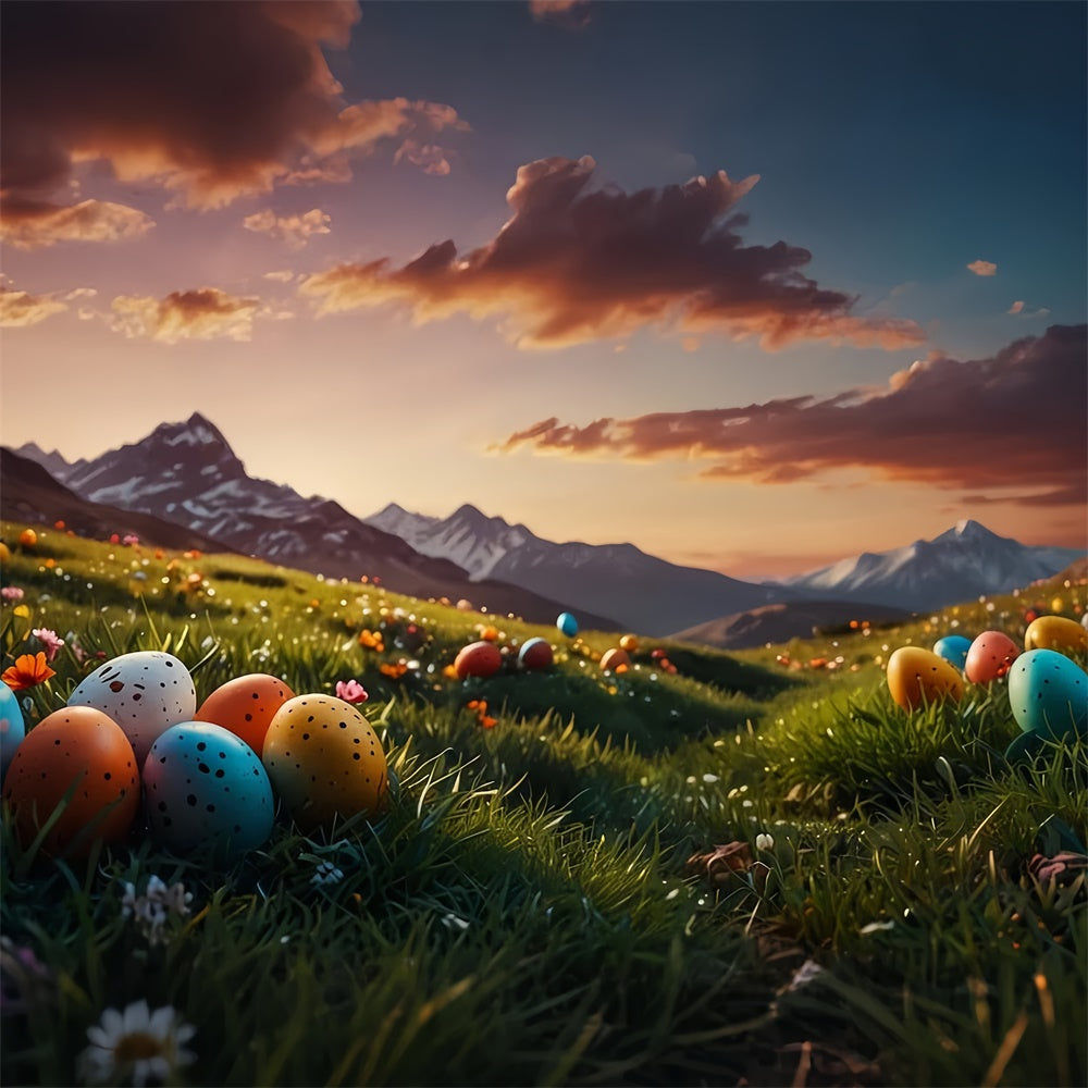 Ostern Backdrops für Fotos Majestätische Berg Ei Backdrop TWW3-43