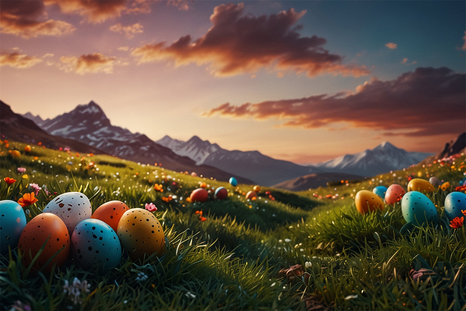 Ostern Backdrops für Fotos Majestätische Berg Ei Backdrop TWW3-43