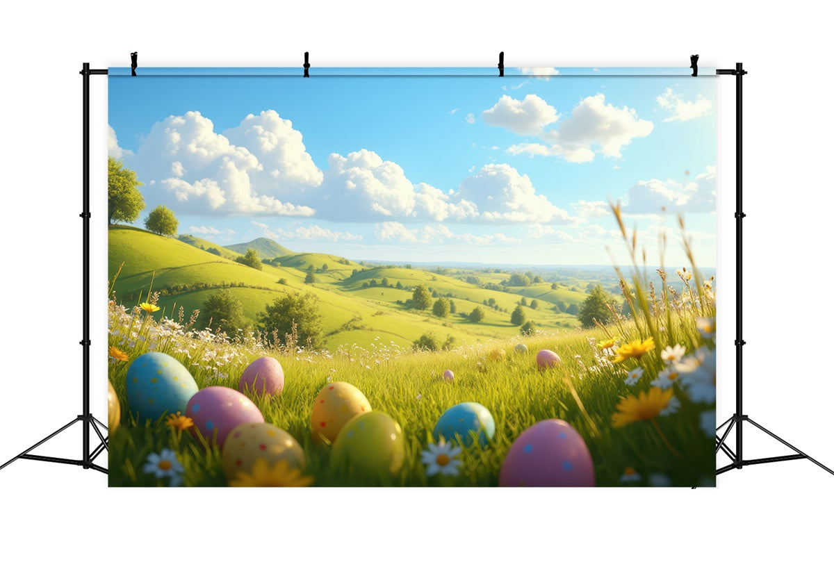Ostern Fotokulissen Rolling Hills Egg Meadow Hintergrund TWW3-45