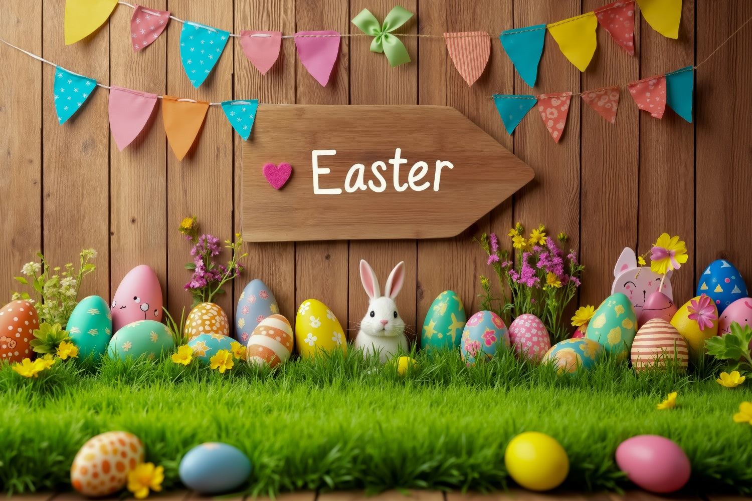 Ostern Fotohintergrund Niedlicher Hasen Ei Dekoration Hintergrund TWW3-48