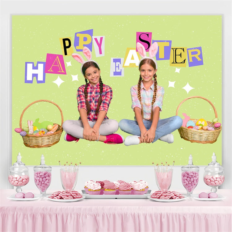 Ostern Fotokulisse Eierkörbe Personalisierte Kulisse TWW3-53