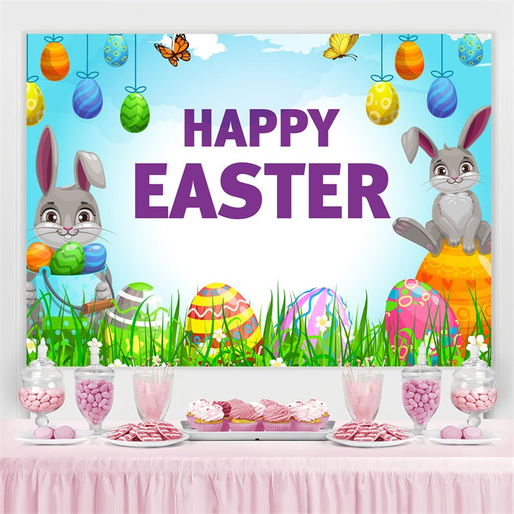 Ostern Fotokulisse Ideen Bunny Eggs Meadow Personalisierte Kulisse TWW3-57