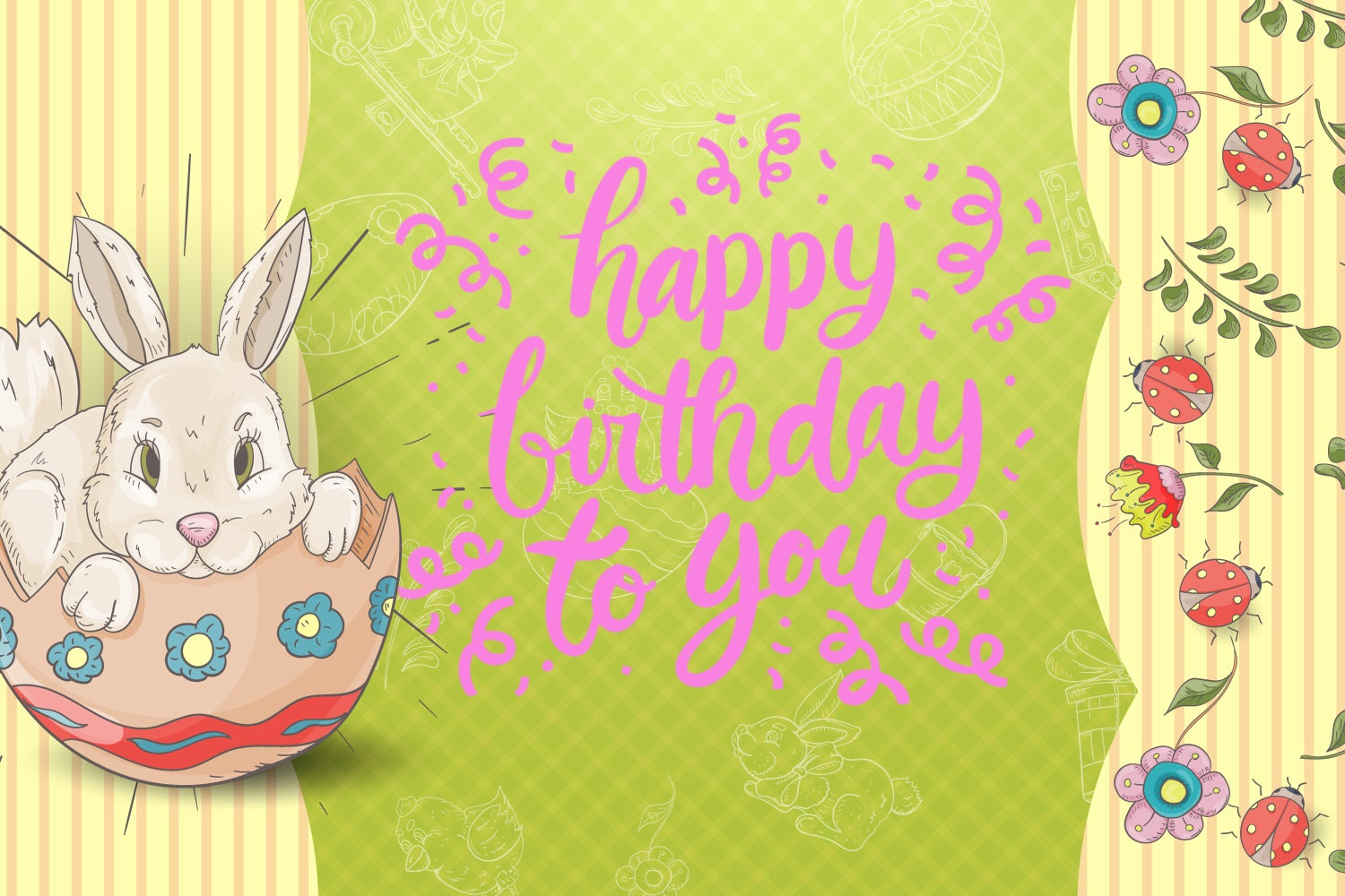 Backdrops für Ostern Geburtstag Cheer Bunny Egg Customized Backdrop TWW3-59