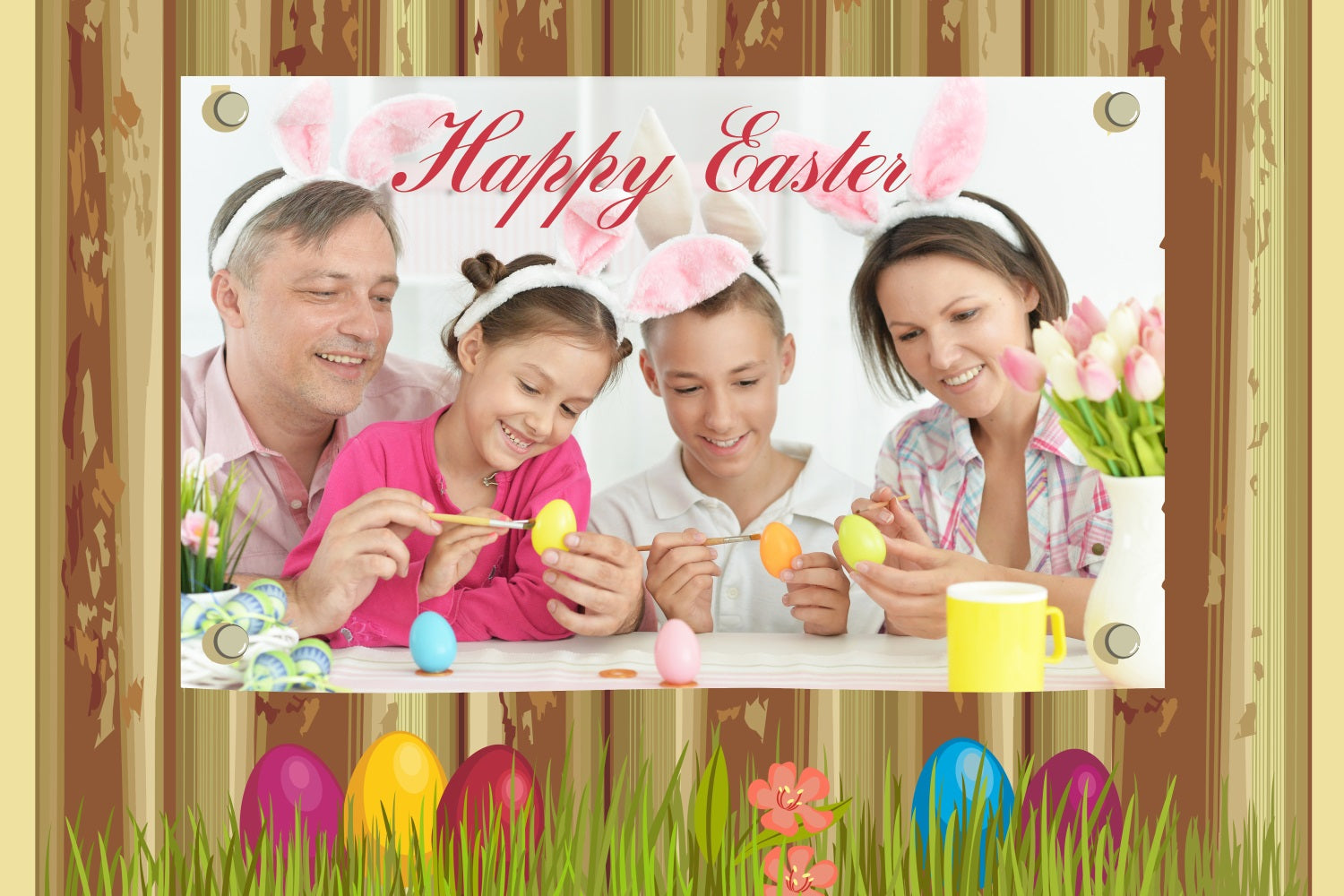 Rustikale Osterkulisse Rustikale Holz-Eier Personalisierte Kulisse TWW3-61