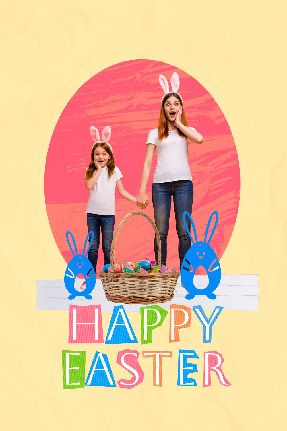 Ostern Fotokulisse Color Popped Bunny Personalisierte Kulisse TWW3-64