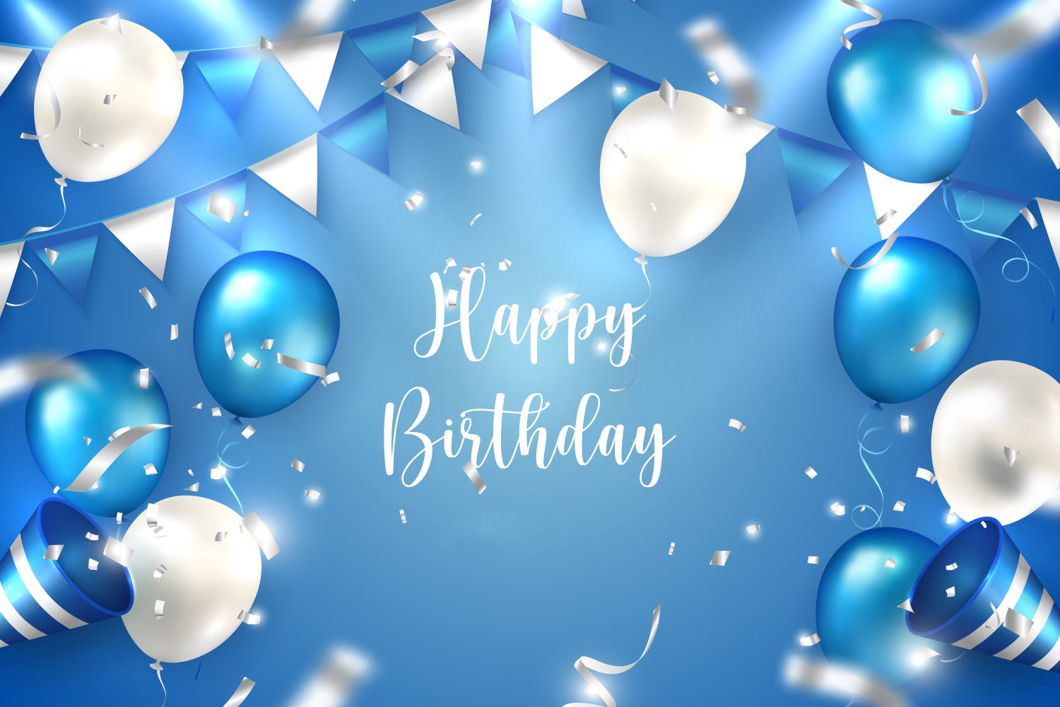 Personalisierte Geburtstag Backdrop Blau Weiß Ballon Party Backdrop TWW3-67
