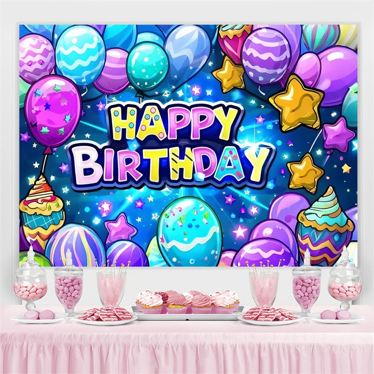 Personalisierte Backdrops für Geburtstag Bunte Ballon Fantasy Backdrop TWW3-69