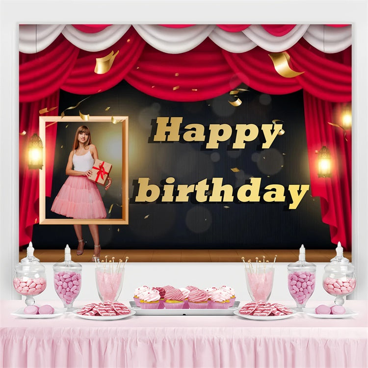 Custom Birthday Backdrop Goldene Konfetti Bühne Geburtstag Backdrop TWW3-75