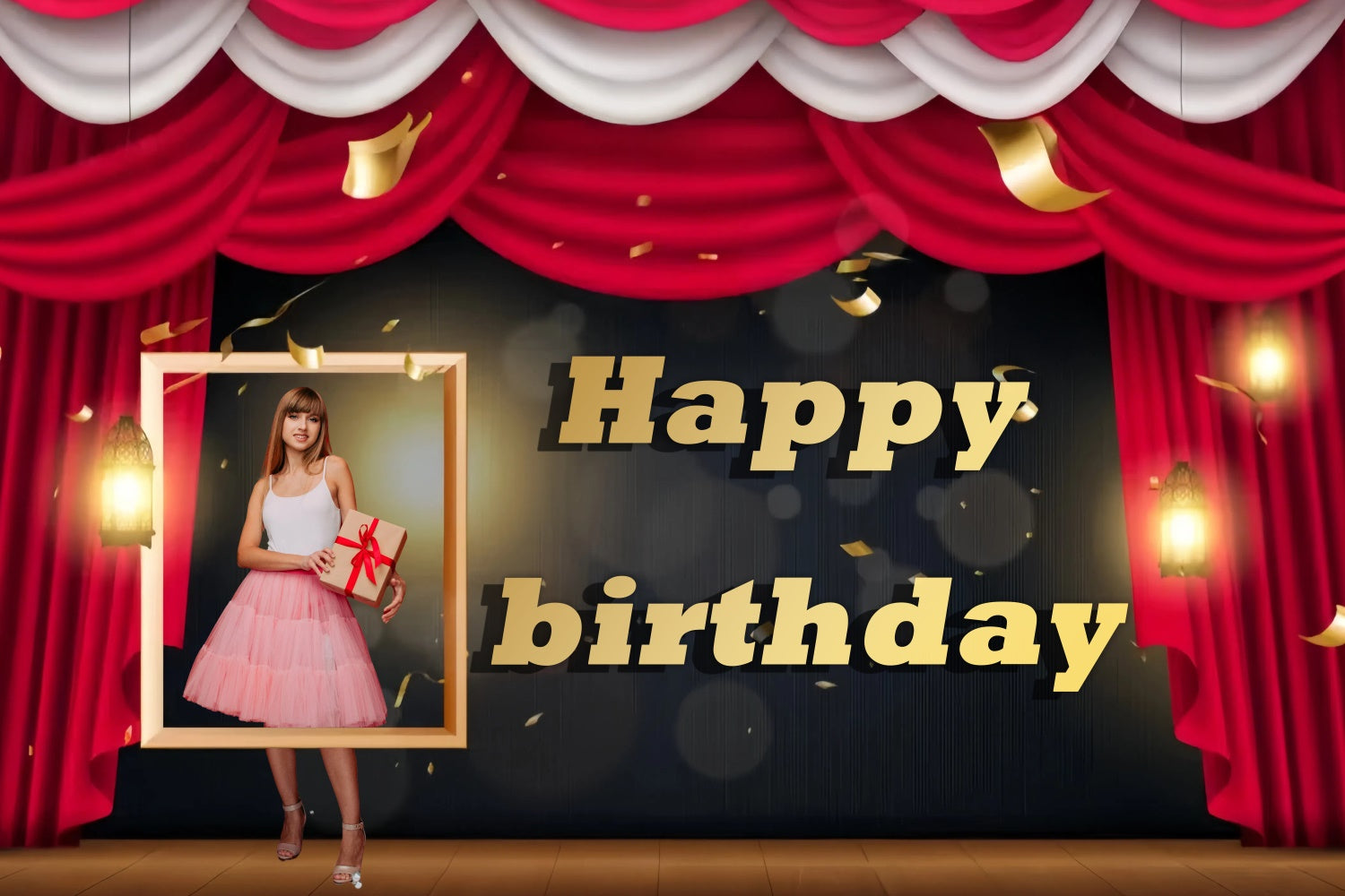 Custom Birthday Backdrop Goldene Konfetti Bühne Geburtstag Backdrop TWW3-75
