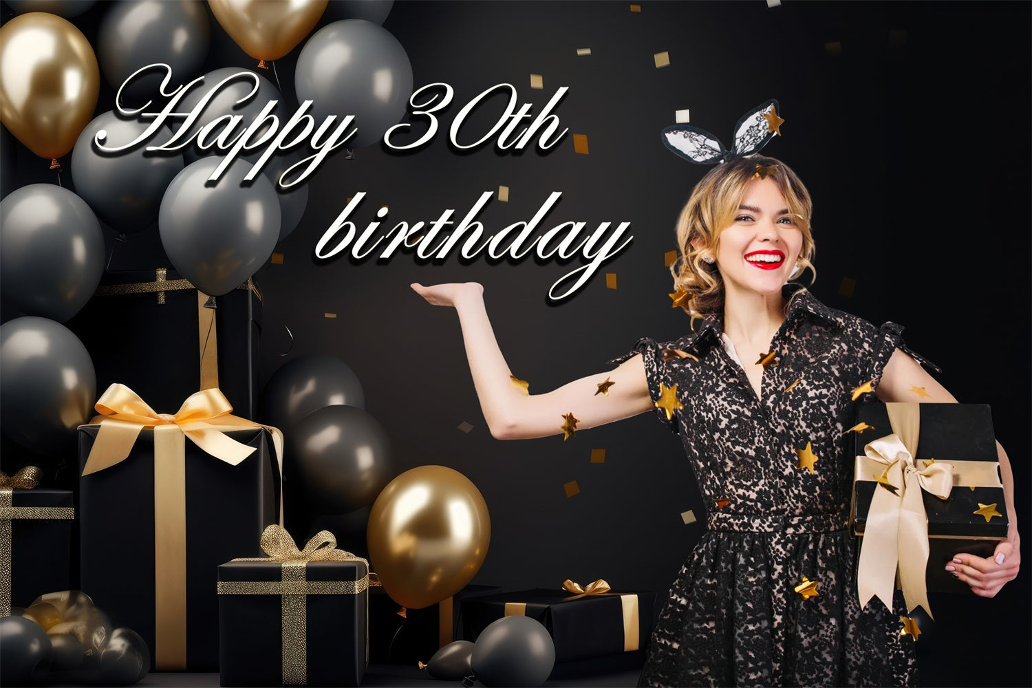 Custom Birthday Backdrops Classy 30. Konfetti Ballon Backdrop TWW3-78