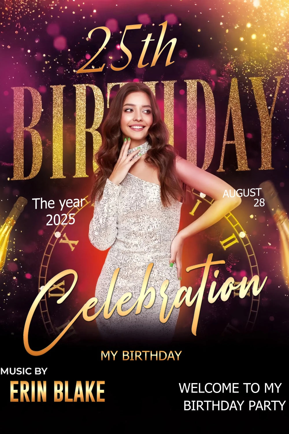 Customized Backdrop für Geburtstag Shiny 25th Birthday Night Backdrop TWW3-81