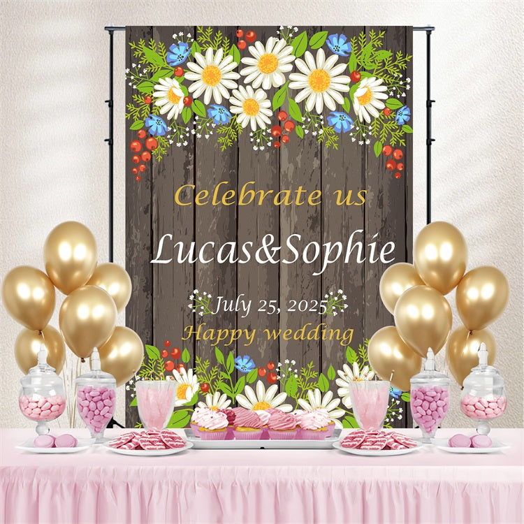 Hochzeit Fotohintergrund Rustikale Wildblumen Individuell gestalteter Hintergrund TWW3-86