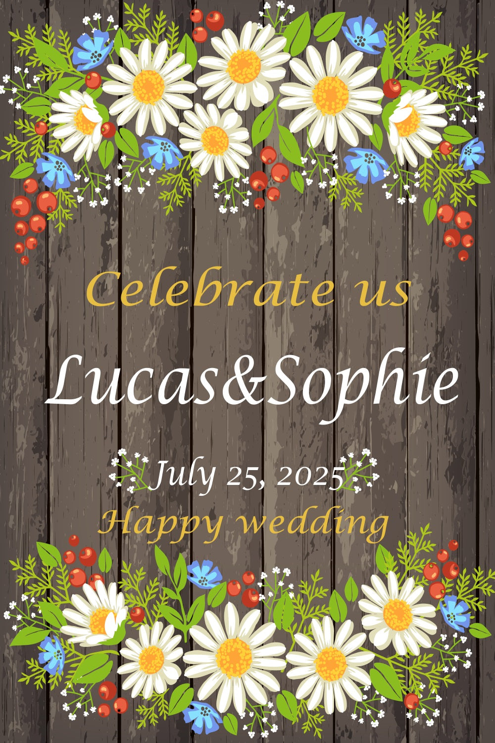 Hochzeit Fotohintergrund Rustikale Wildblumen Individuell gestalteter Hintergrund TWW3-86