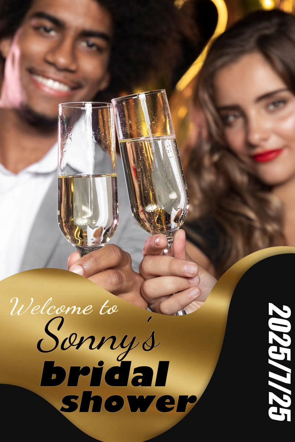 Hintergrund für die Brautparty Champagner Toast Personalisierter Hintergrund TWW3-91