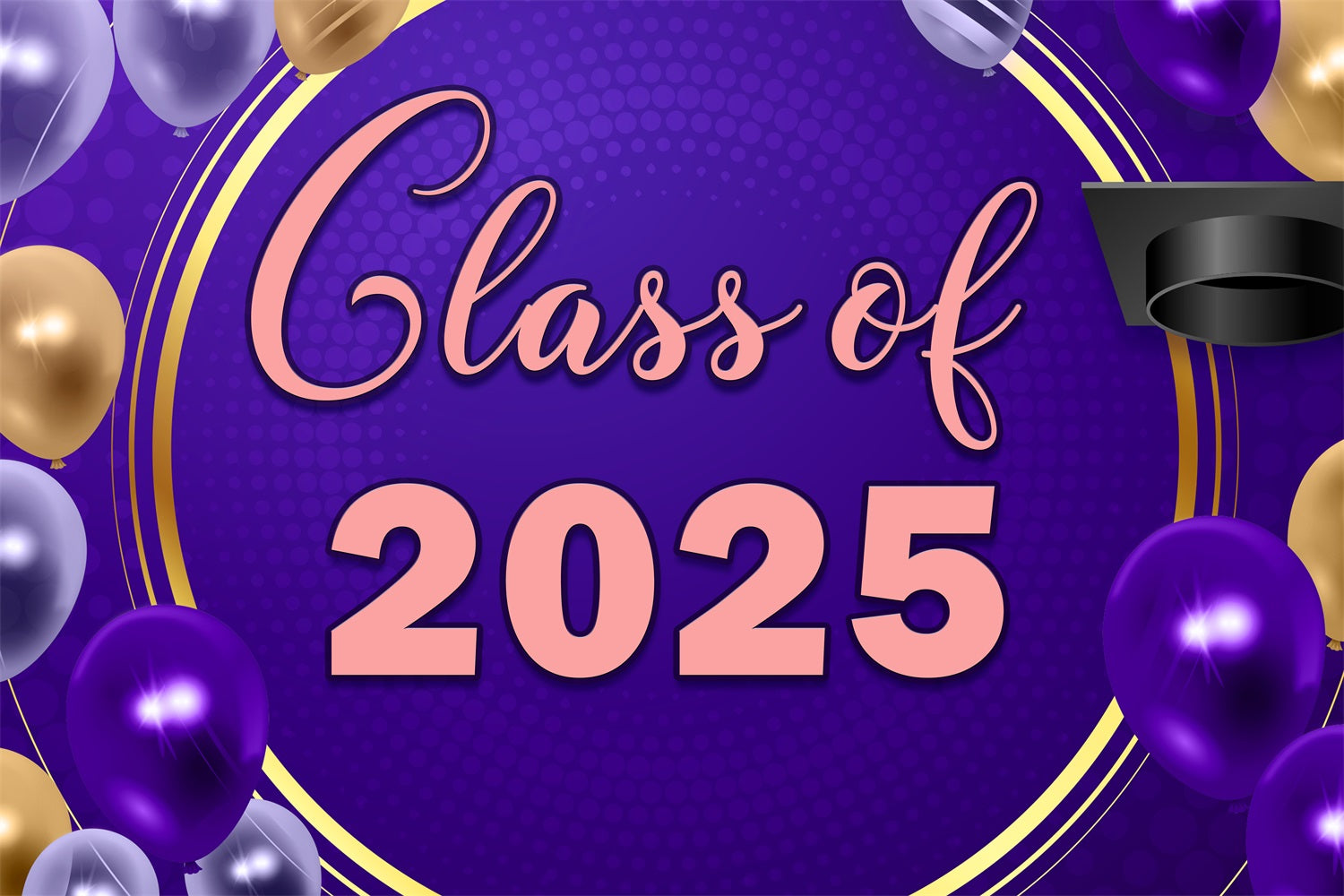 Graduation Backdrop Fotoshooting Lila Gold Ballon Party Graduation Backdrop TWW3-98