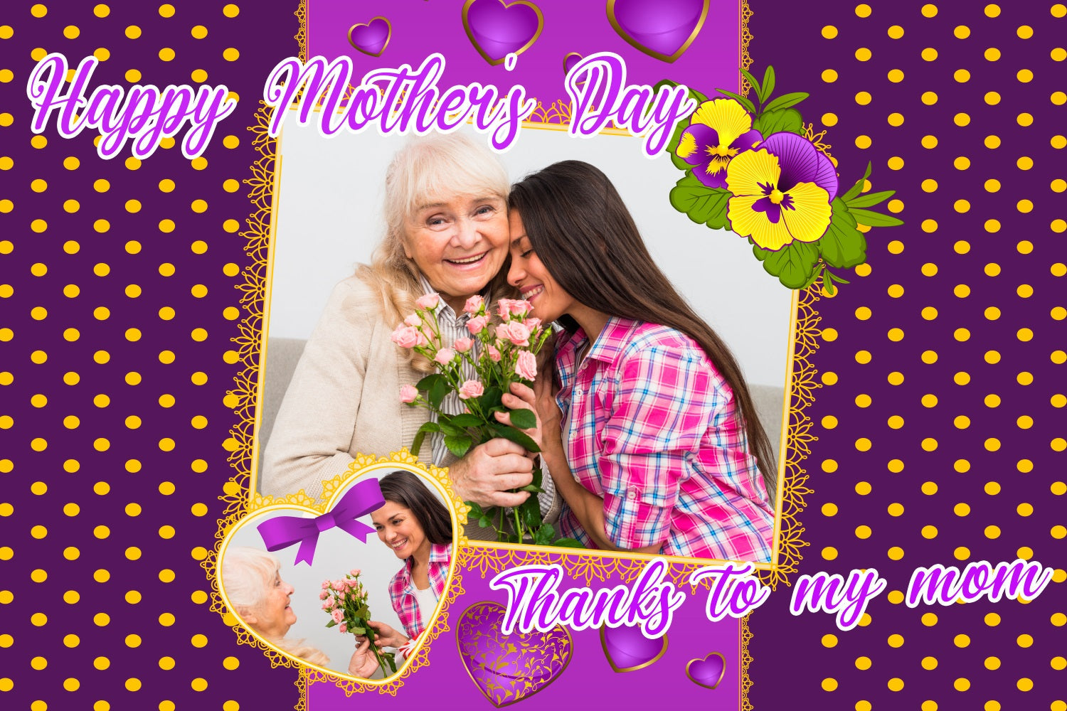 Backdrops For Mother's Day Rosa Blumen Liebe Personalisierte Backdrop TWW4-9